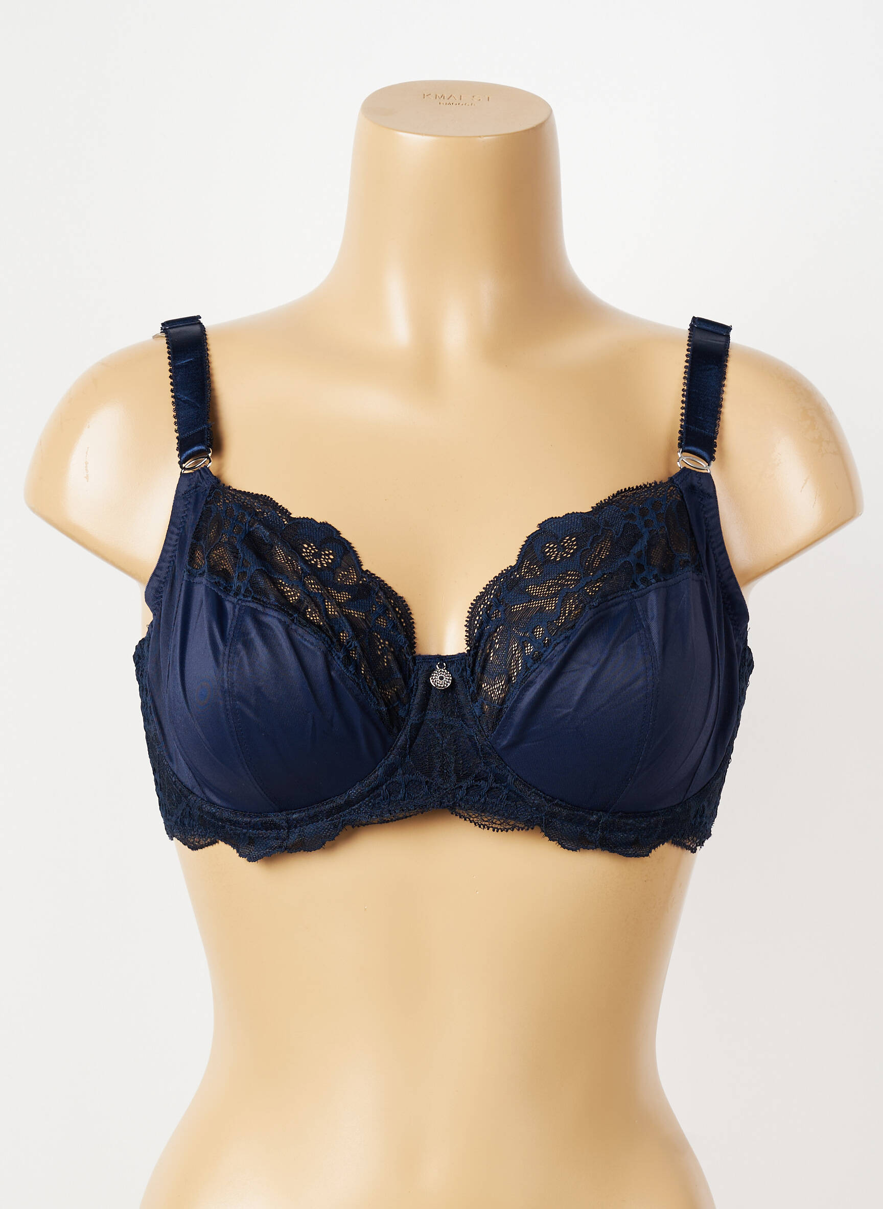Sutien efect material satinat sutien cupe întregi cu decolteu înalt albastru FANTASIE femeie