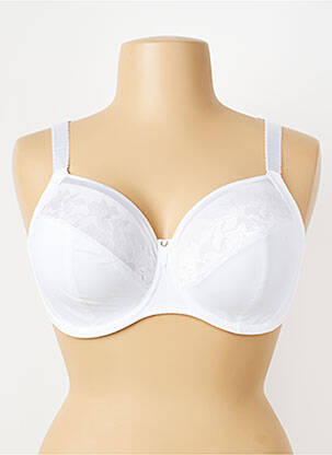 Sutien efect material satinat sutien cupe întregi cu decolteu înalt alb FANTASIE femeie
