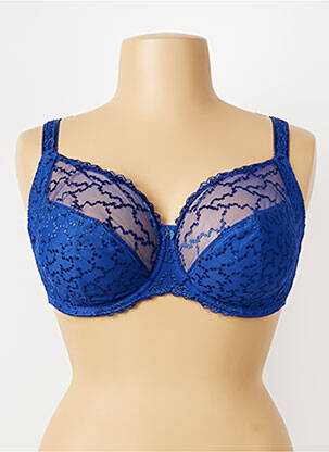 Sutien efect material satinat sutien cupe întregi cu decolteu înalt albastru FANTASIE femeie