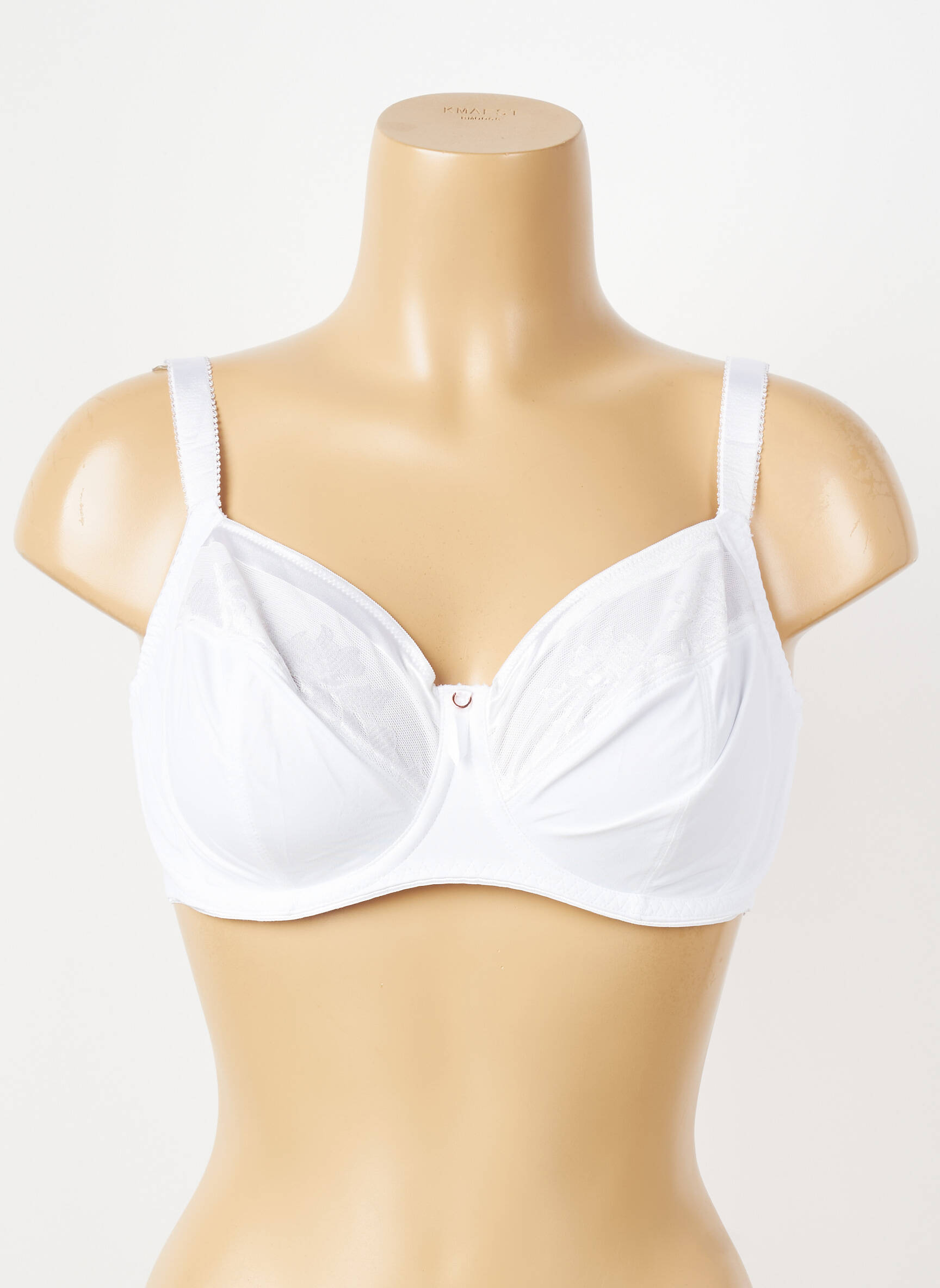 Sutien efect material satinat sutien cupe întregi cu decolteu înalt alb FANTASIE femeie