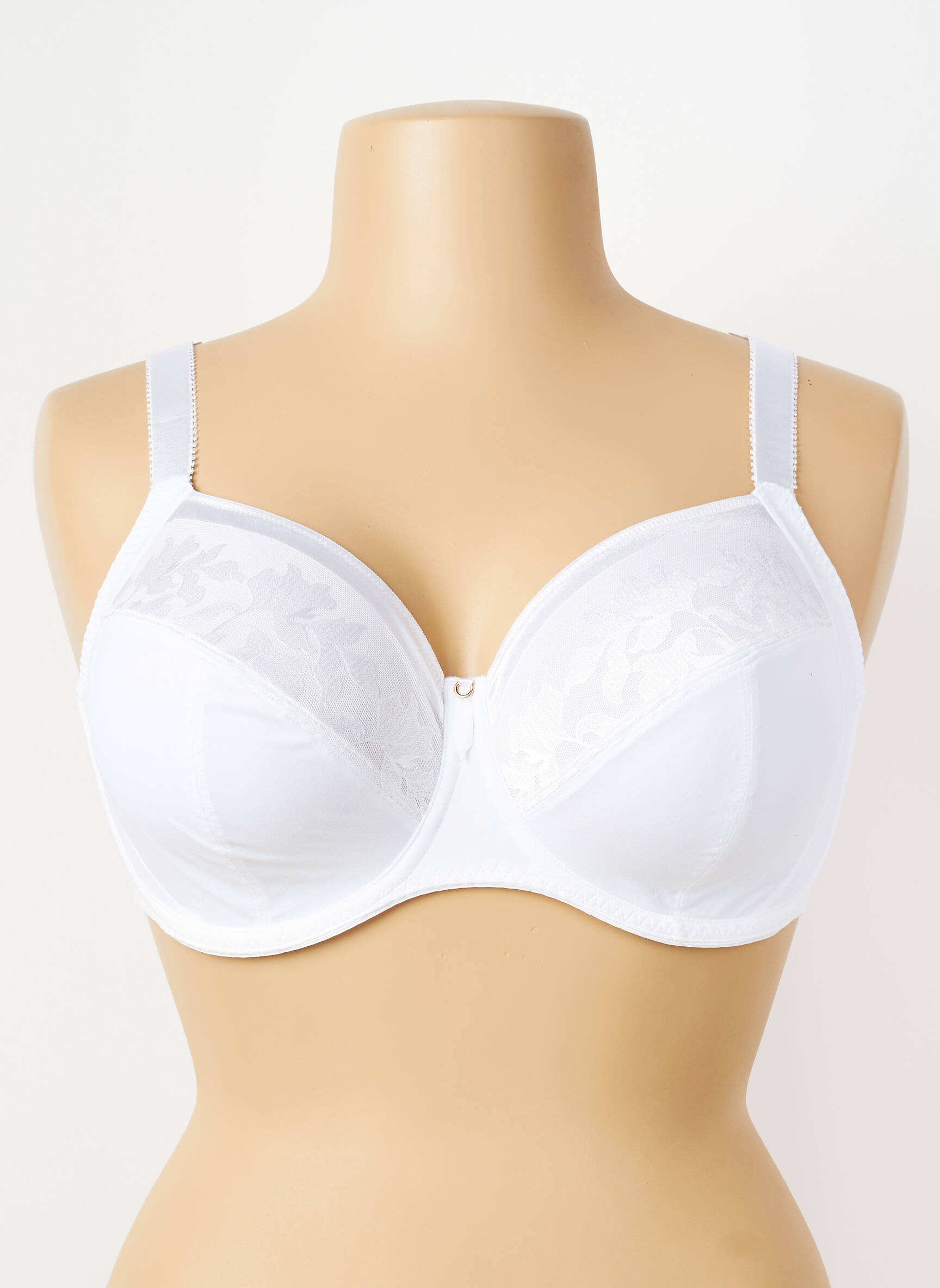 Sutien efect material satinat sutien cupe întregi cu decolteu înalt alb FANTASIE femeie