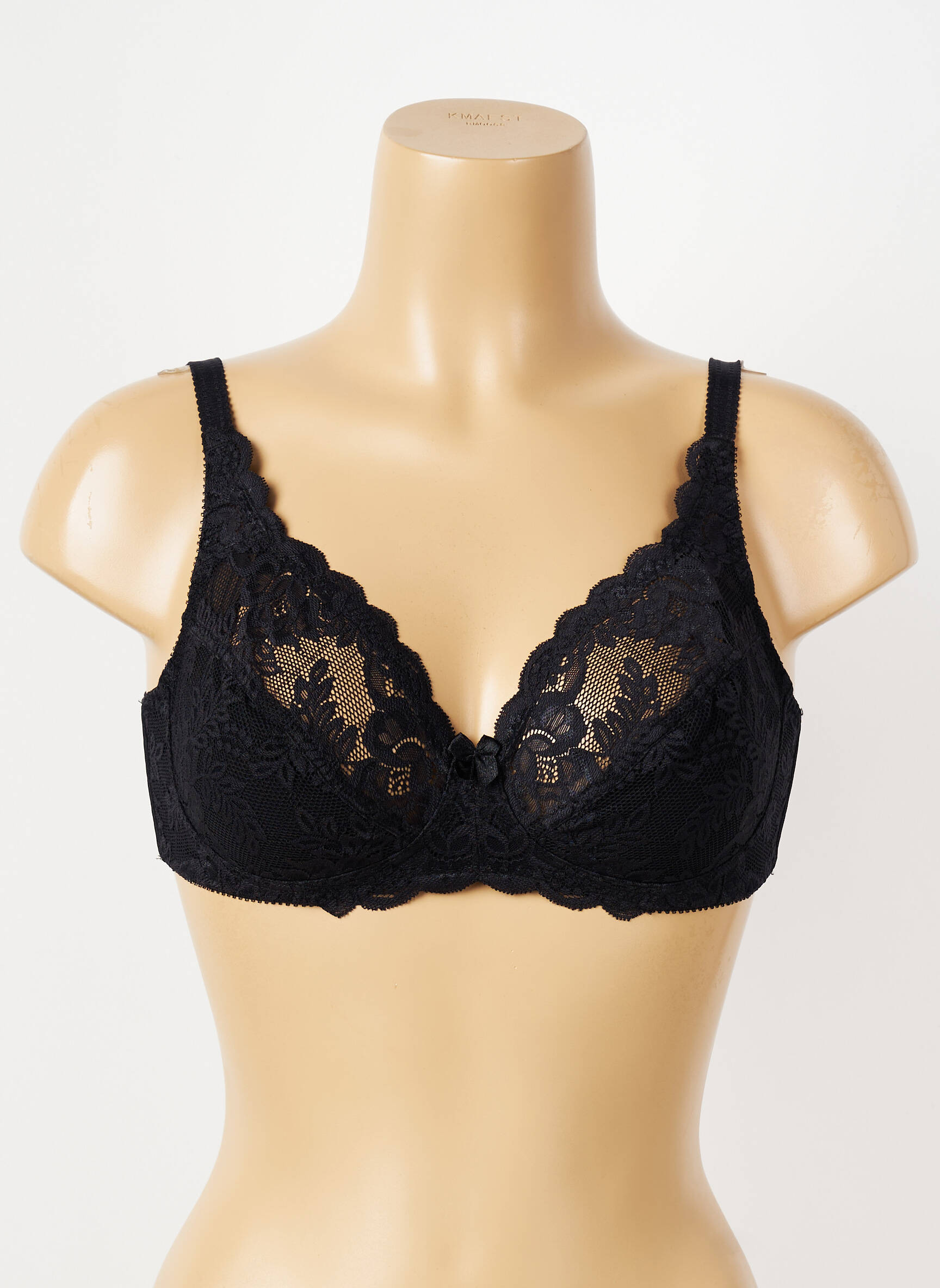 Sutien efect material satinat sutien cupe întregi cu decolteu înalt negru PIEGE femeie