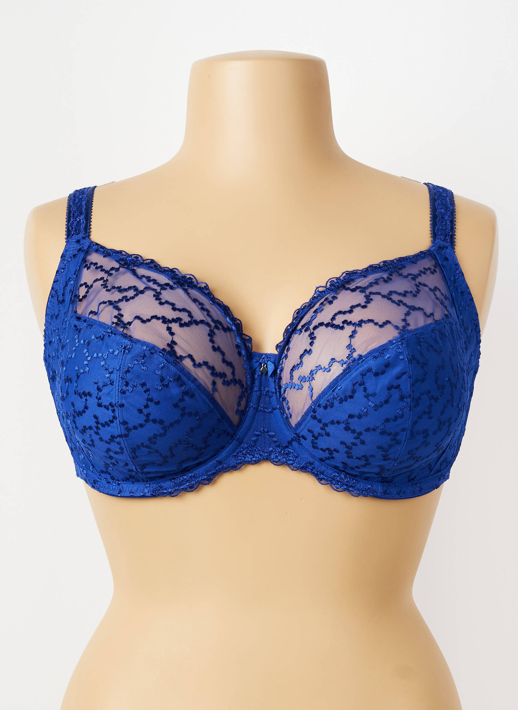 Sutien efect material satinat sutien cupe întregi cu decolteu înalt albastru FANTASIE femeie