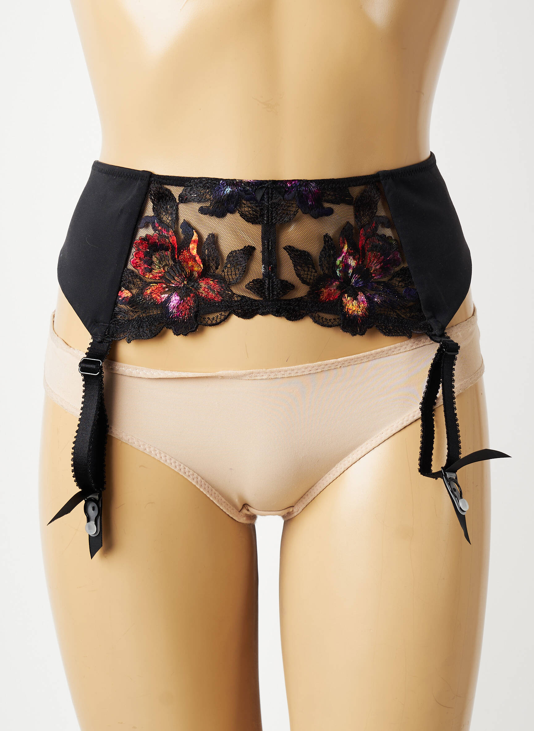 Corset/jartieră efect material satinat negru FANTASIE femeie