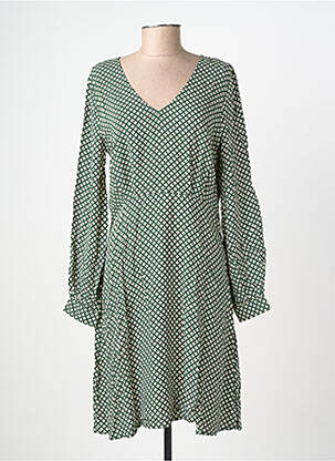Rochie scurtă croială evazată mâneci lungi verde ICHI femeie