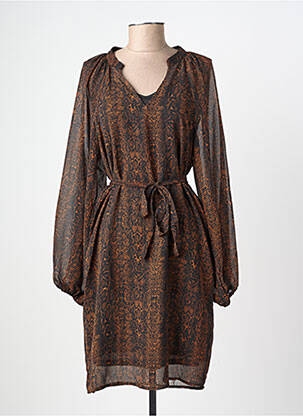 Rochie scurtă mâneci lungi mâneci lungi maro ICHI femeie