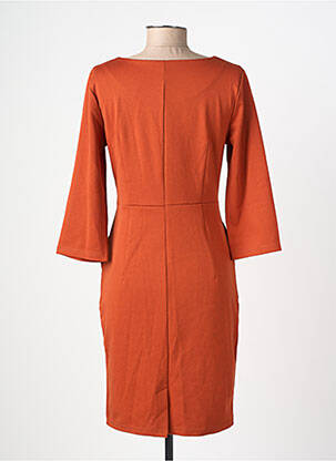 Rochie midi mâneci 3/4 mâneci 3/4 portocalie ICHI femeie