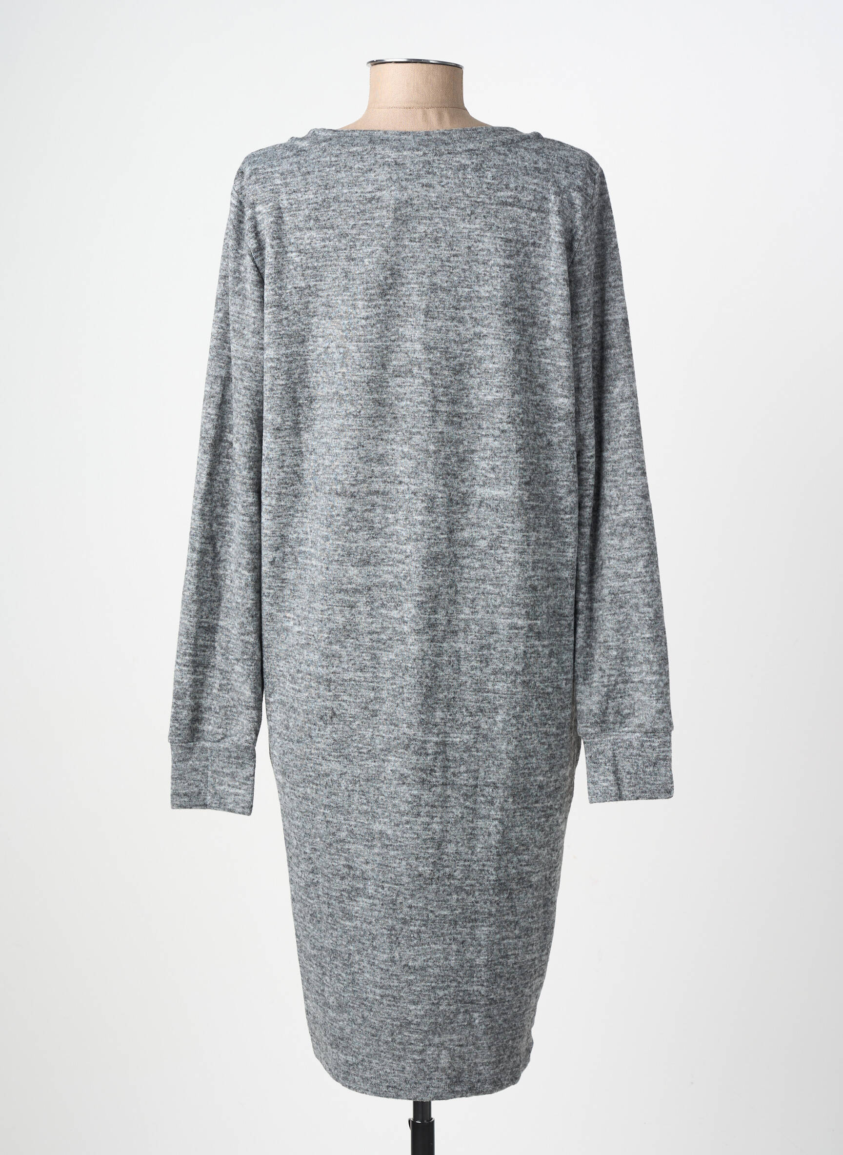 Rochie pulover croială dreaptă mâneci lungi gri ICHI femeie