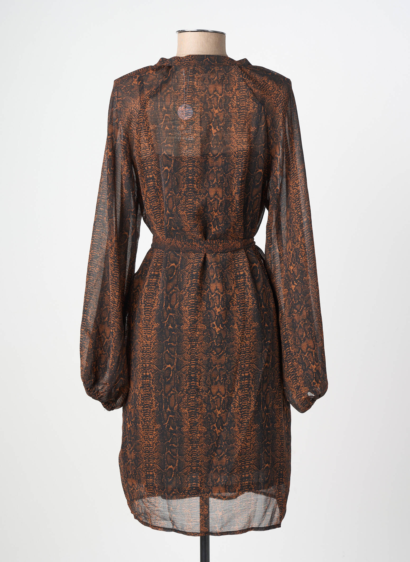 Rochie scurtă mâneci lungi mâneci lungi maro ICHI femeie