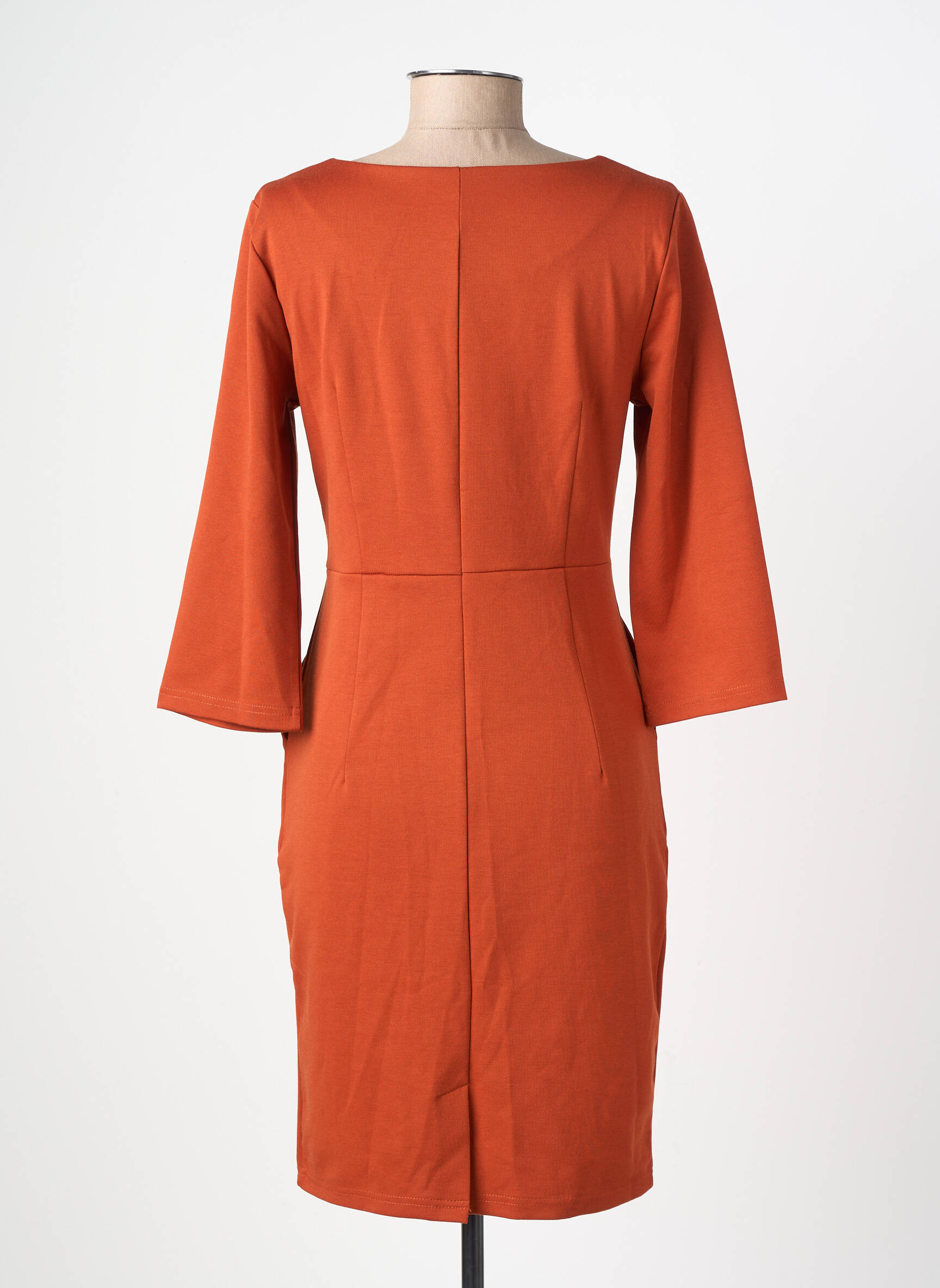 Rochie midi mâneci 3/4 mâneci 3/4 portocalie ICHI femeie