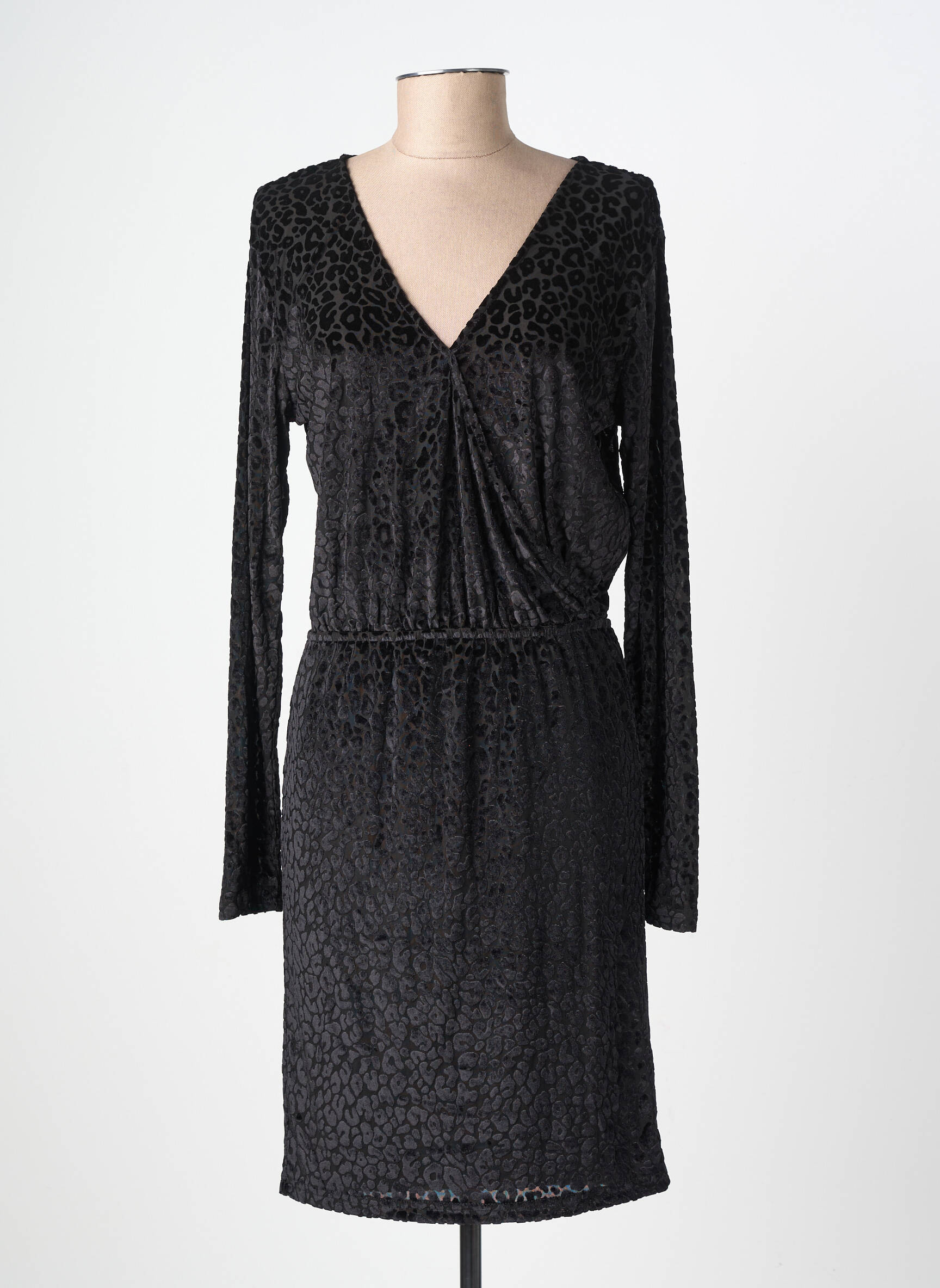 Rochie midi mâneci lungi mâneci lungi negru ICHI femeie