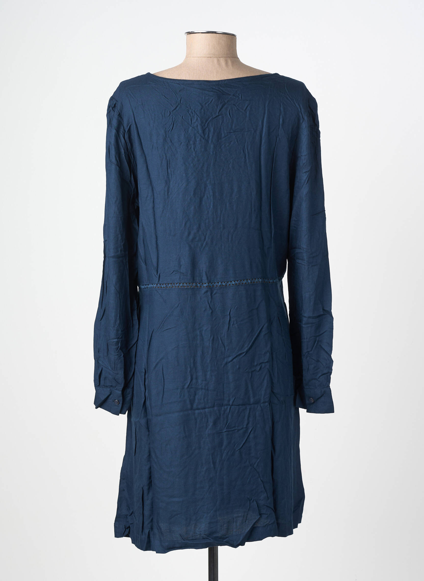 Rochie midi mâneci lungi mâneci lungi albastru ICHI femeie