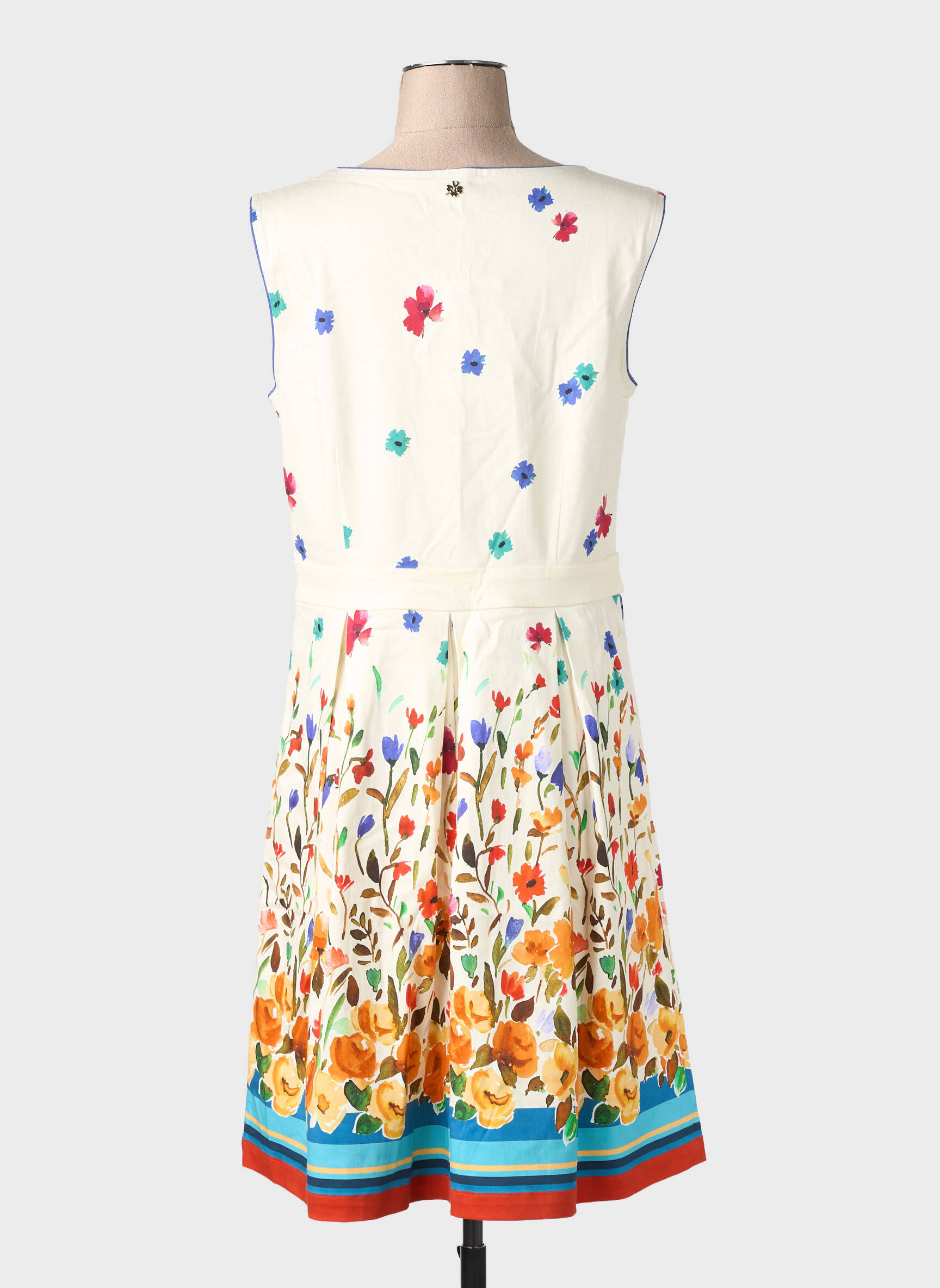 Rochie midi imprimeu fantezie fără mâneci bej LE PETIT BAIGNEUR femeie