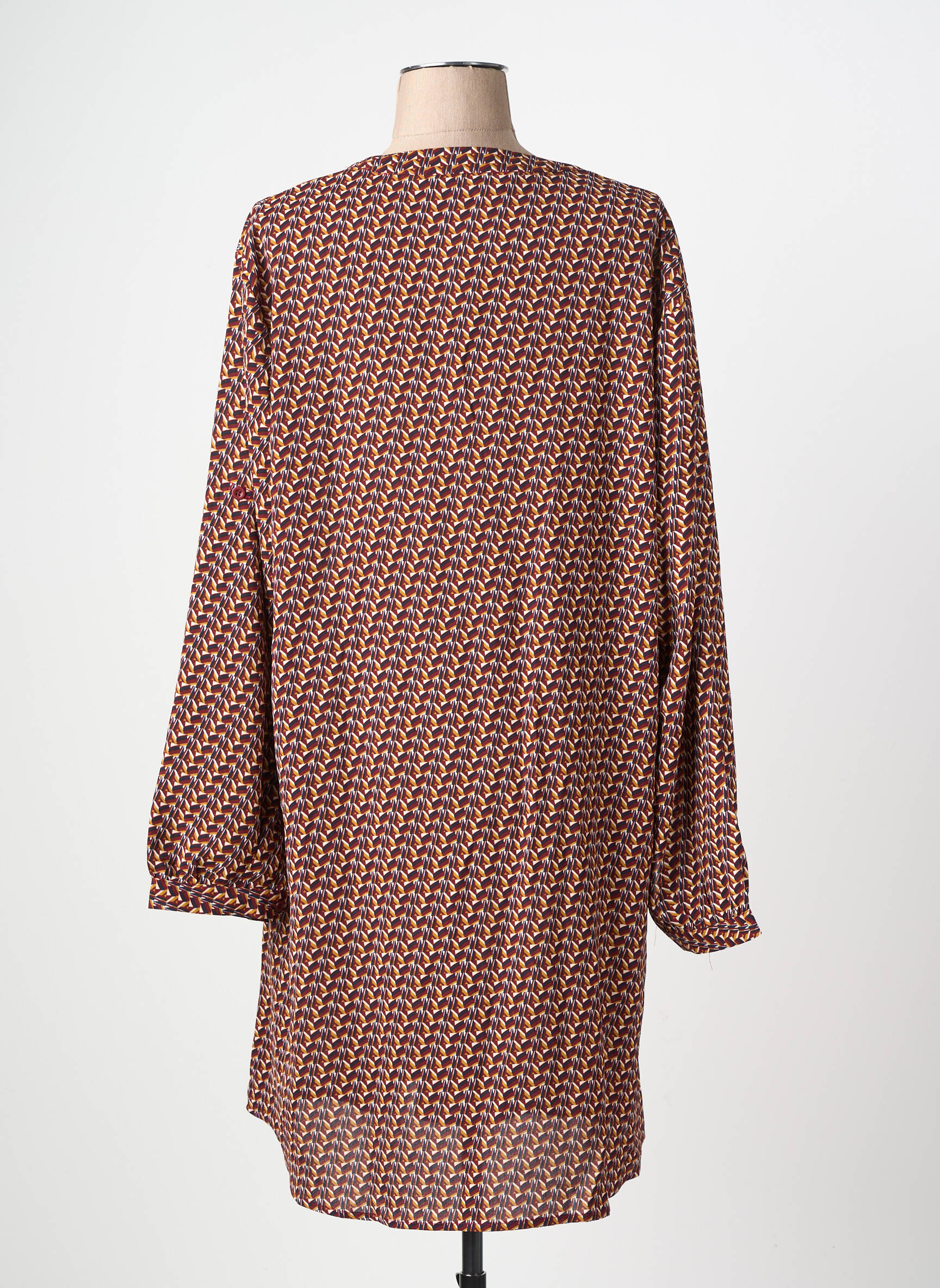 Rochie scurtă croială evazată mâneci lungi maro CHRISTY femeie