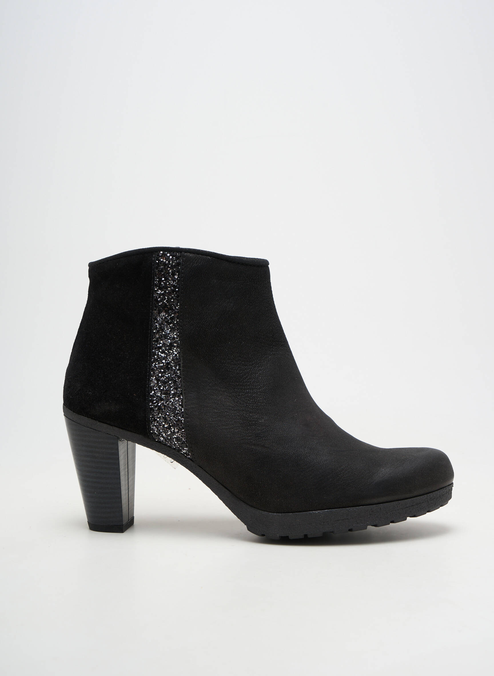 Botine/ghete vârf ascuțit toc de 7 la 9 cm negru REQINS femeie