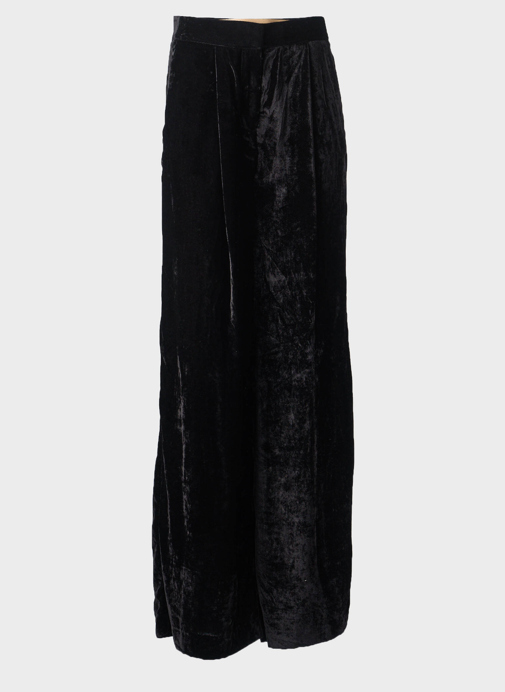 Pantalon larg talie cu cleme talie înaltă negru TOMMY HILFIGER femeie