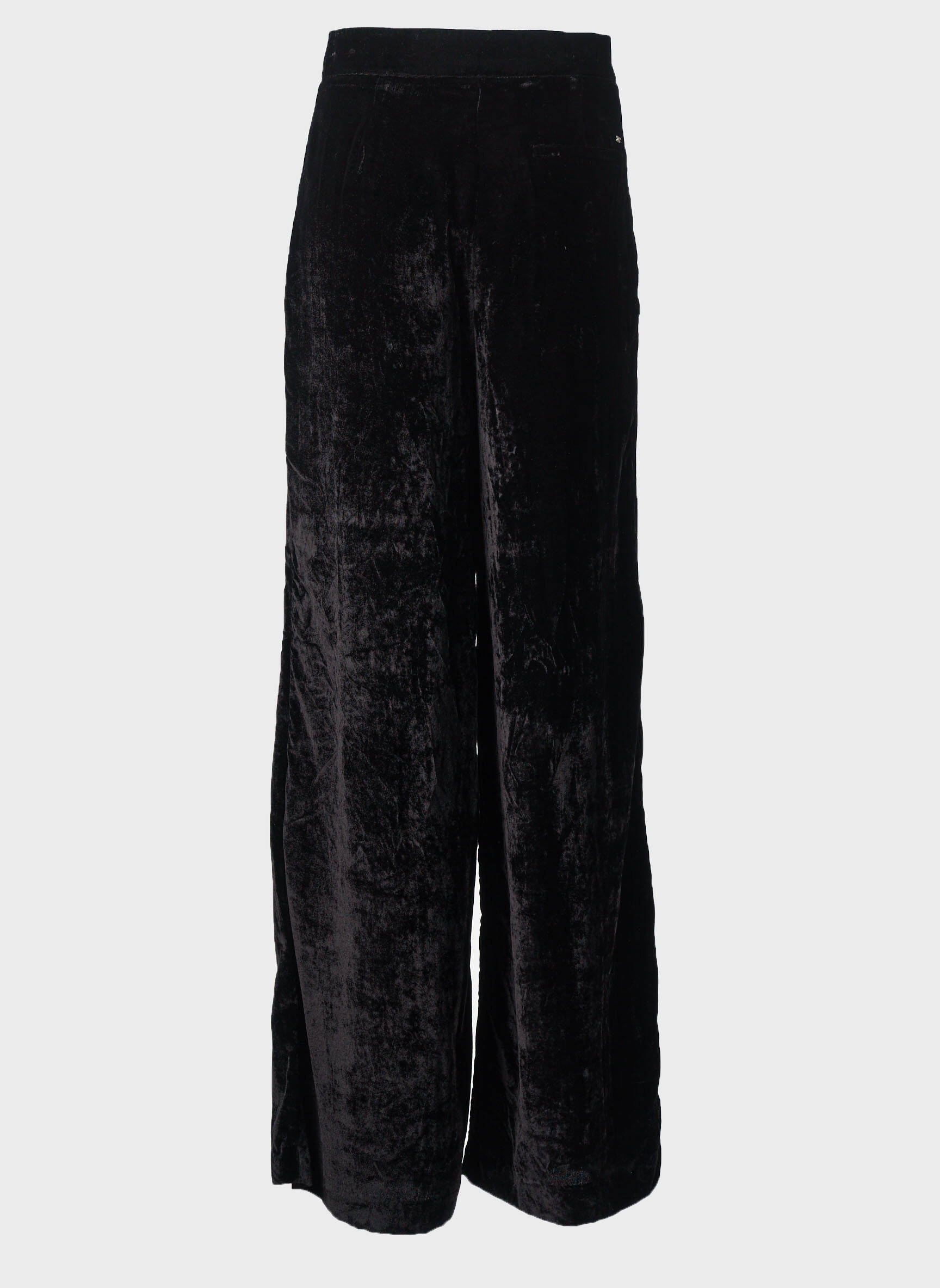 Pantalon larg talie cu cleme talie înaltă negru TOMMY HILFIGER femeie