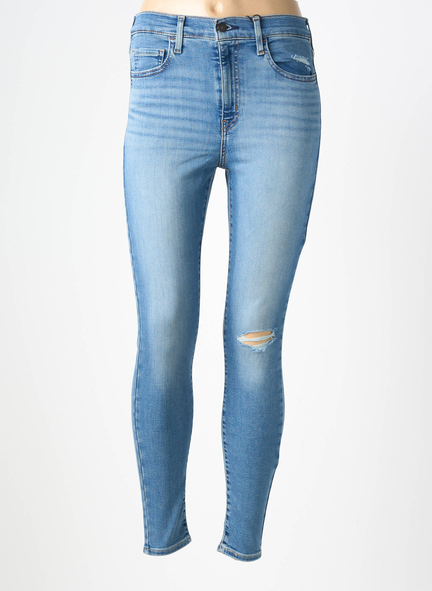 Blugi skinny efect uzat decolorat talie înaltă albastru LEVI'S femeie