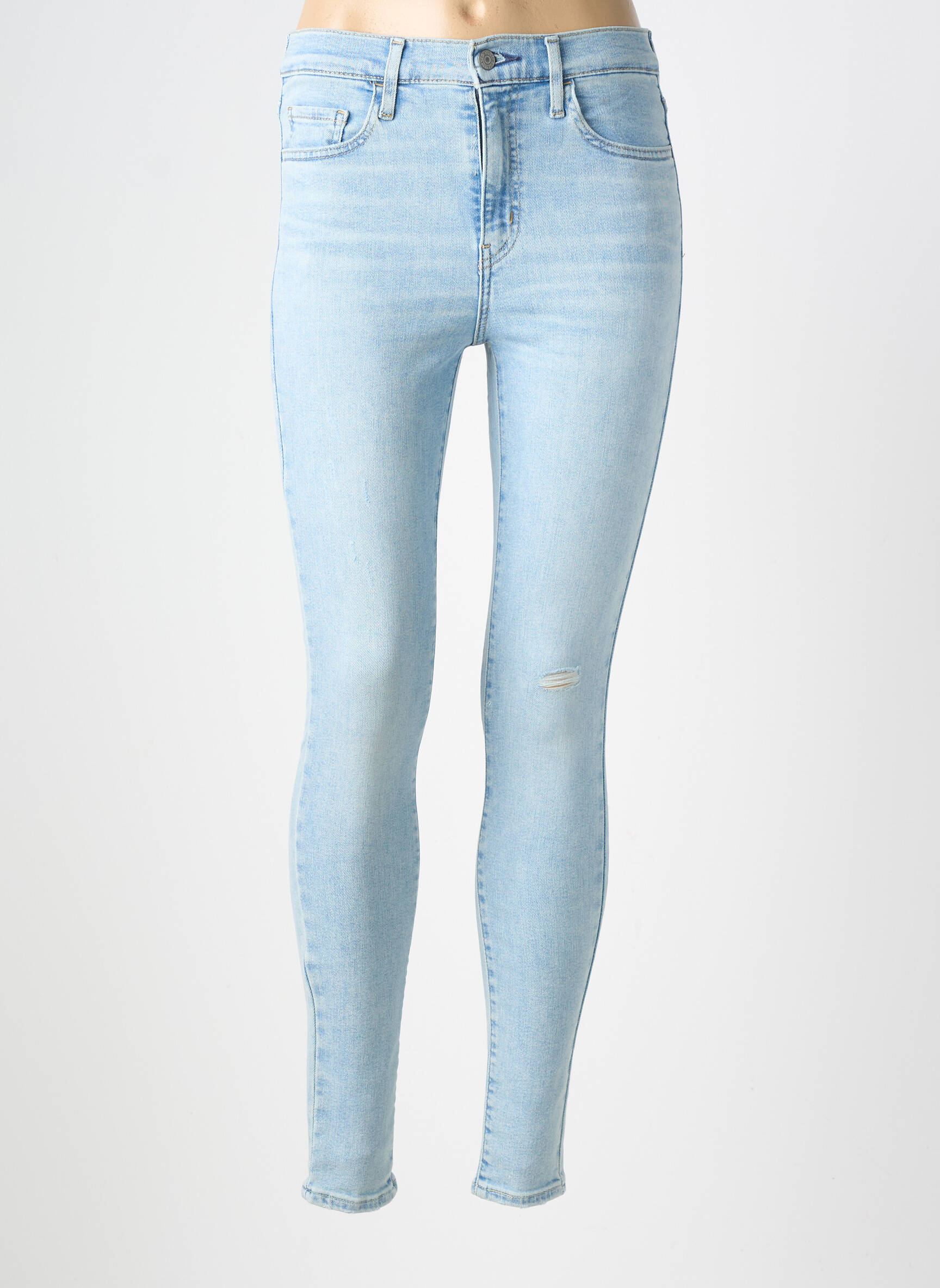 Blugi skinny efect uzat decolorat talie înaltă albastru deschis LEVI'S femeie