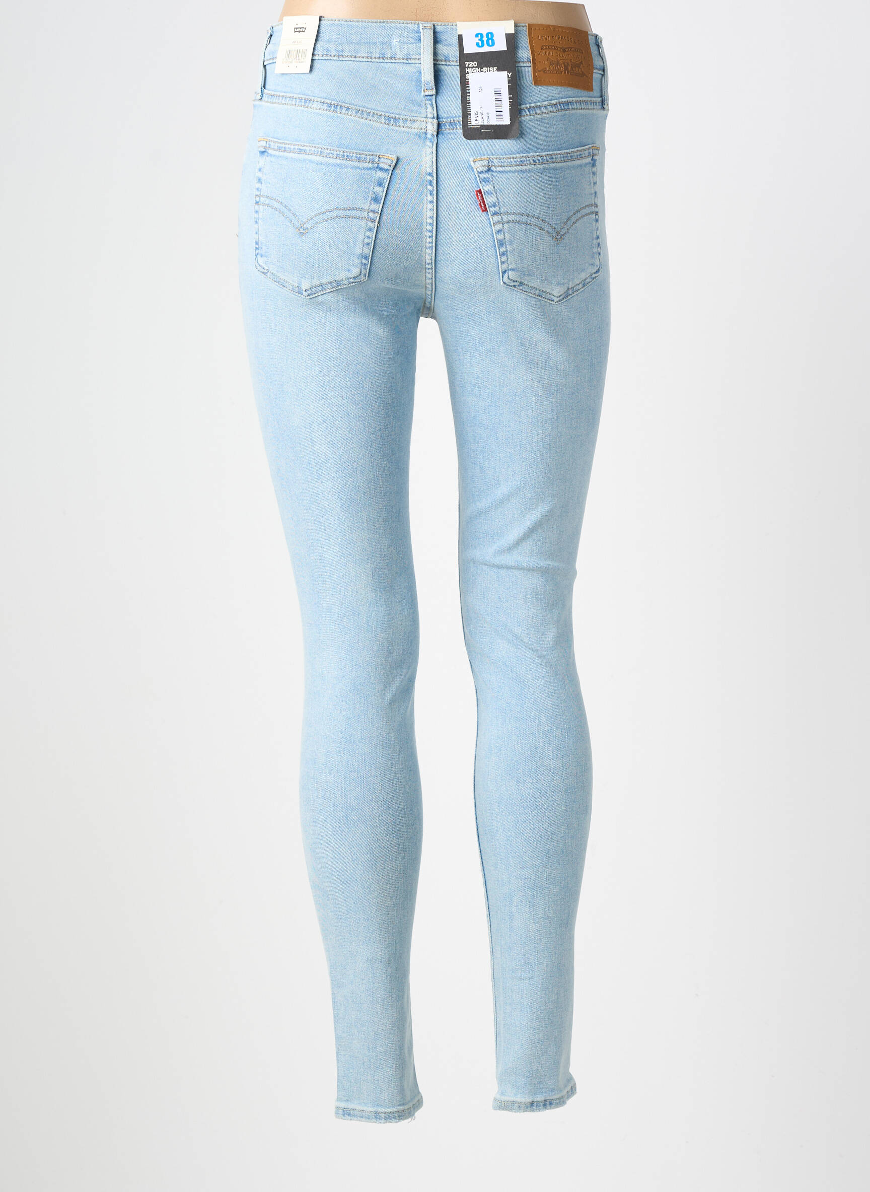 Blugi skinny efect uzat decolorat talie înaltă albastru deschis LEVI'S femeie