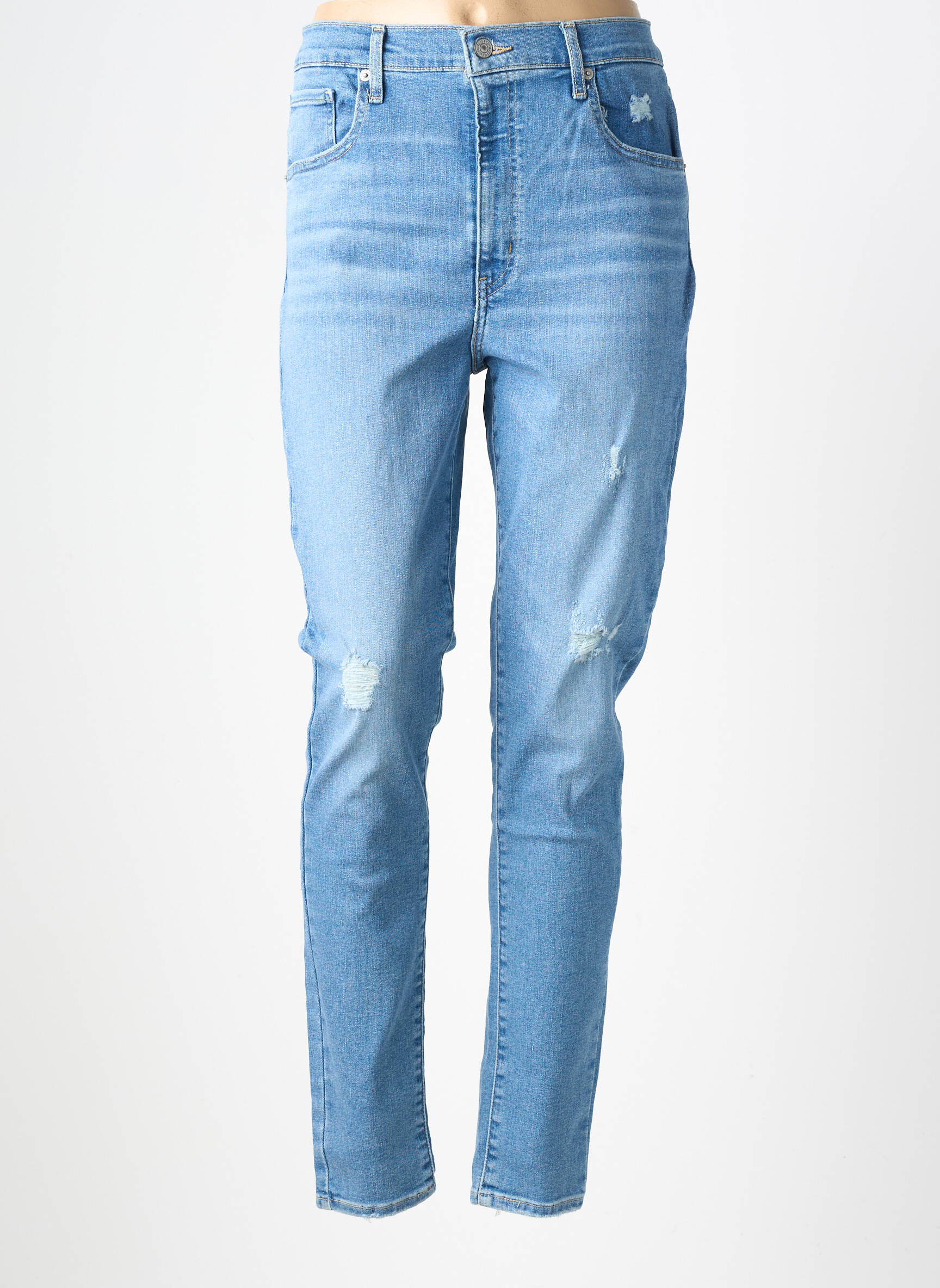 Blugi skinny efect uzat decolorat talie înaltă albastru LEVI'S femeie