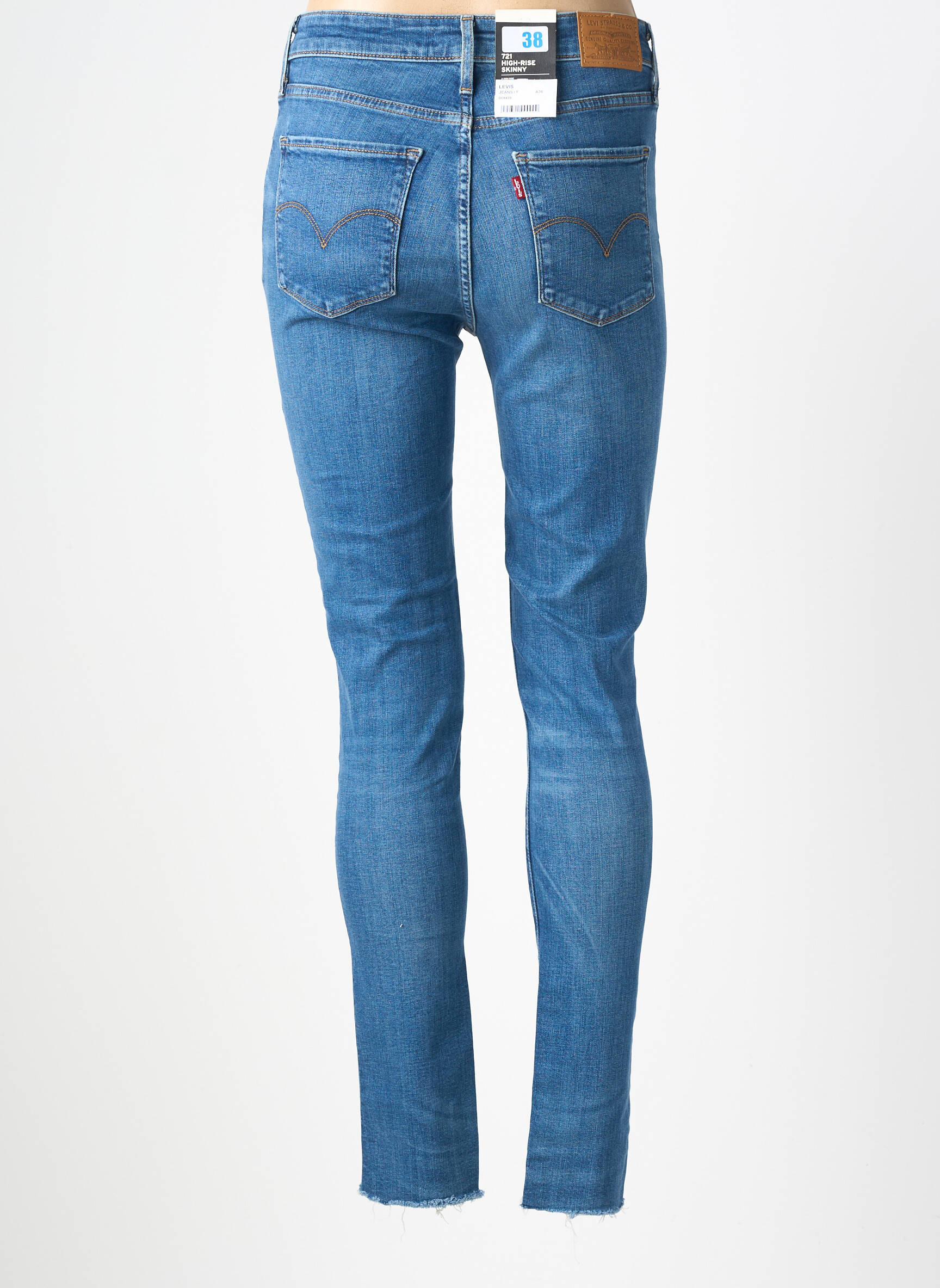 Blugi skinny efect uzat decolorat talie înaltă albastru LEVI'S femeie