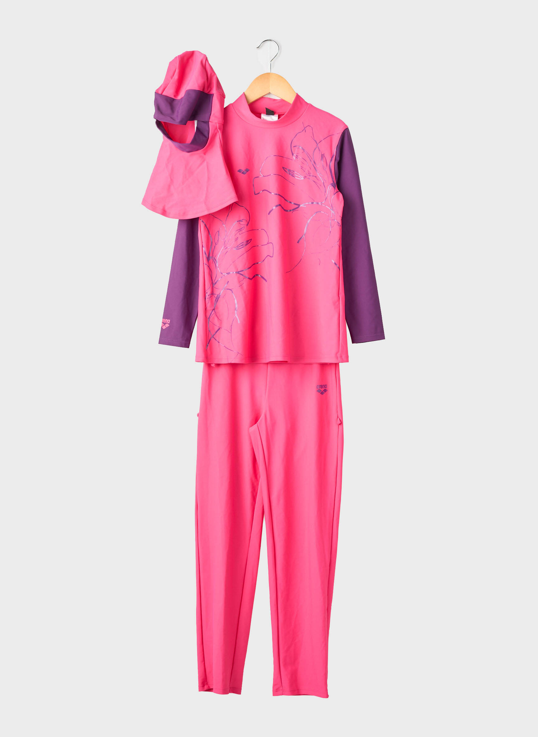 Set pantaloni mâneci lungi roz ARENA fată