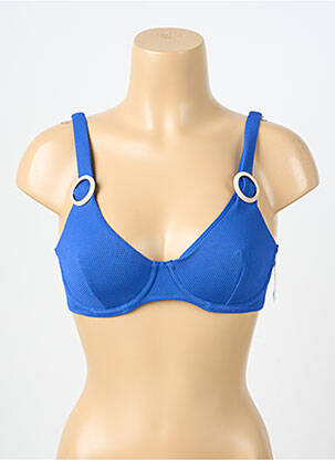 Sutien de costum de baie bretele elastice reglabile sutien balconet cu decolteu înalt albastru AUBADE femeie