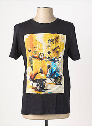 Tricou broderie mâneci scurte negru OAKS VALLEY bărbat
