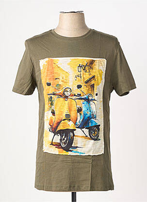 Tricou broderie mâneci scurte verde OAKS VALLEY bărbat