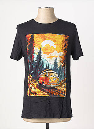 Tricou broderie mâneci scurte negru OAKS VALLEY bărbat
