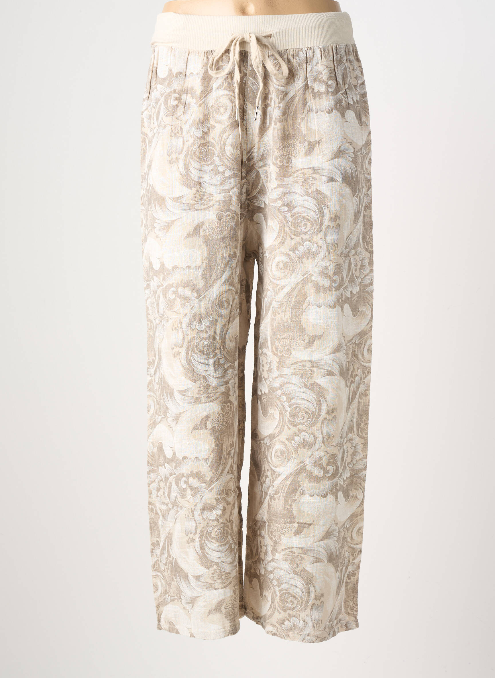 Pantalon drept talie elastică mărime normală bej DREAM VALLEY femeie
