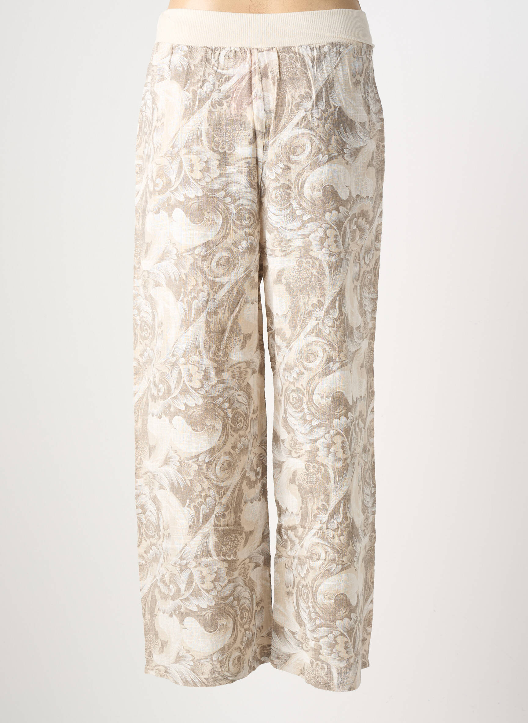 Pantalon drept talie elastică mărime normală bej DREAM VALLEY femeie