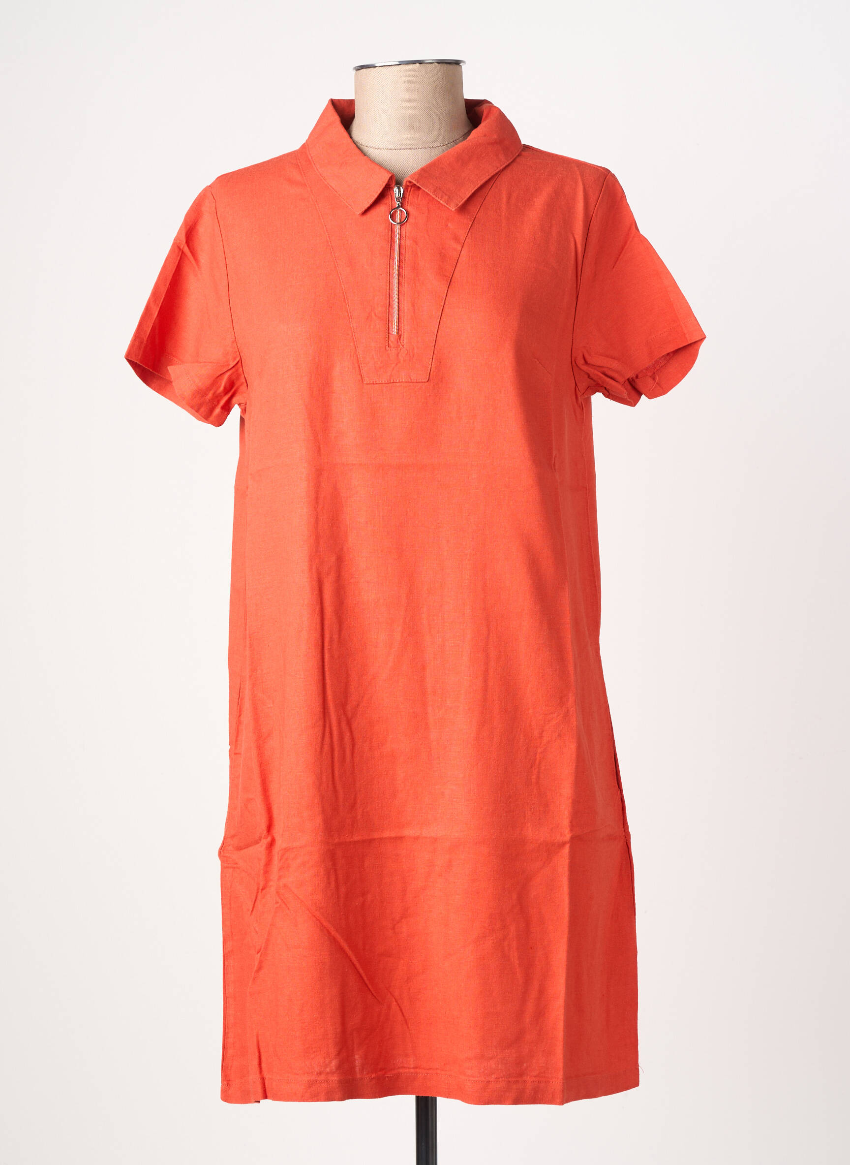 Rochie scurtă mâneci scurte mâneci scurte portocalie BASTINGAGE femeie