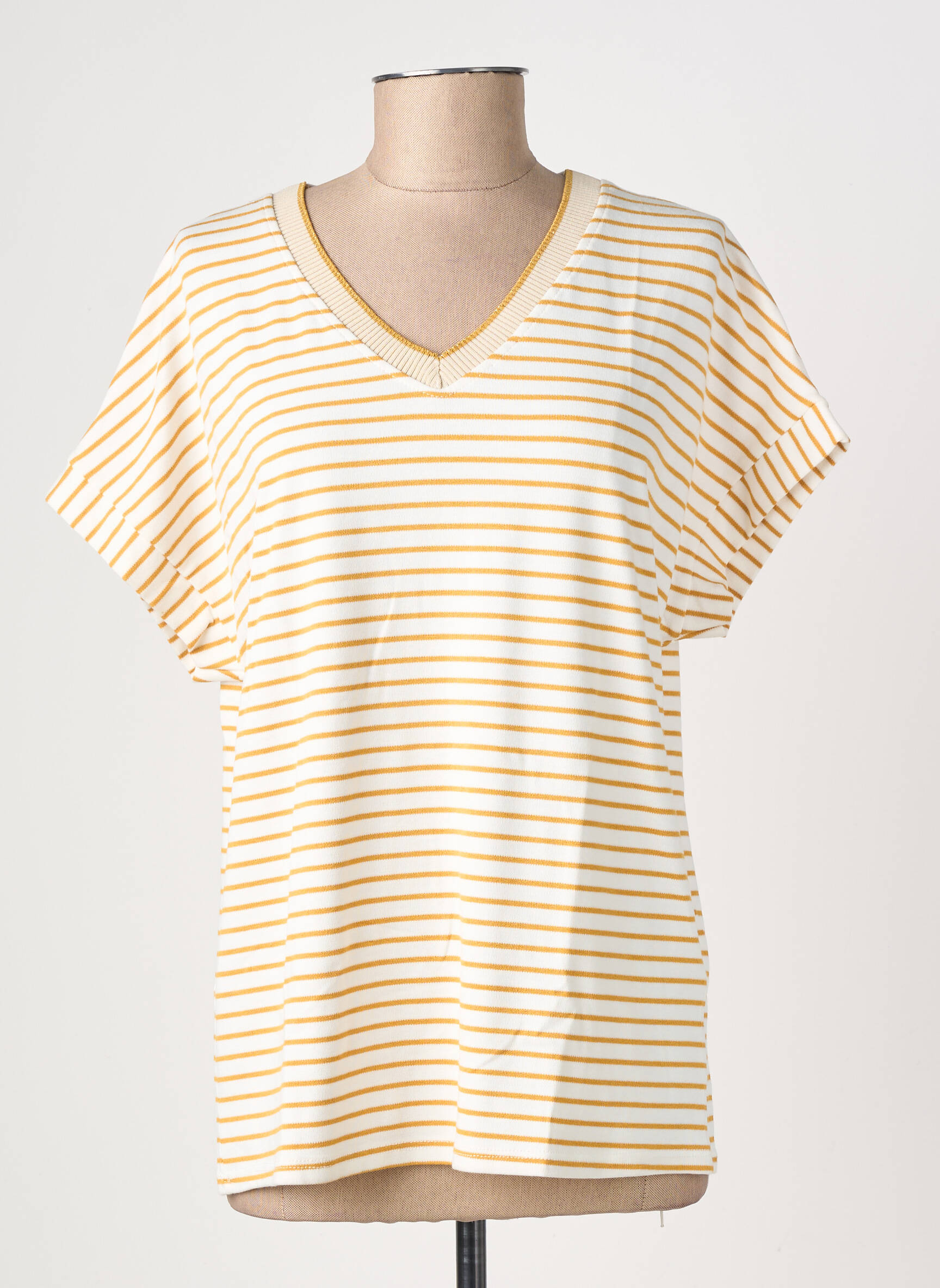 Tricou croială dreaptă mâneci scurte galben DREAM VALLEY femeie