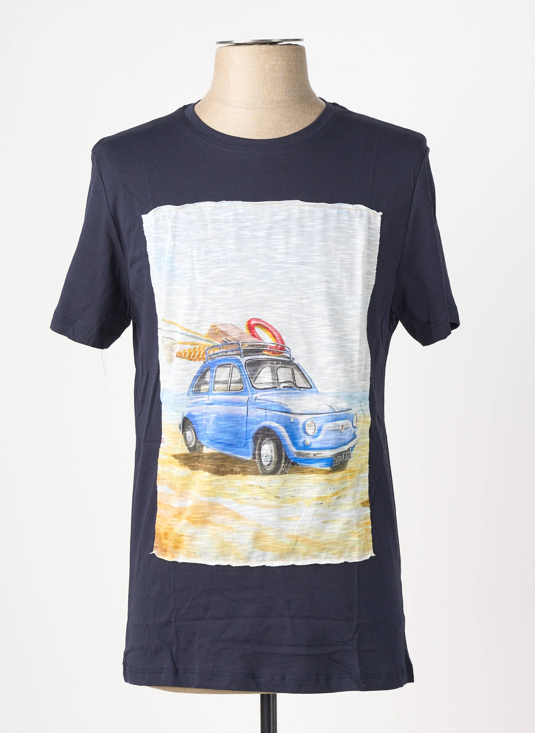 Tricou broderie mâneci scurte albastru OAKS VALLEY bărbat
