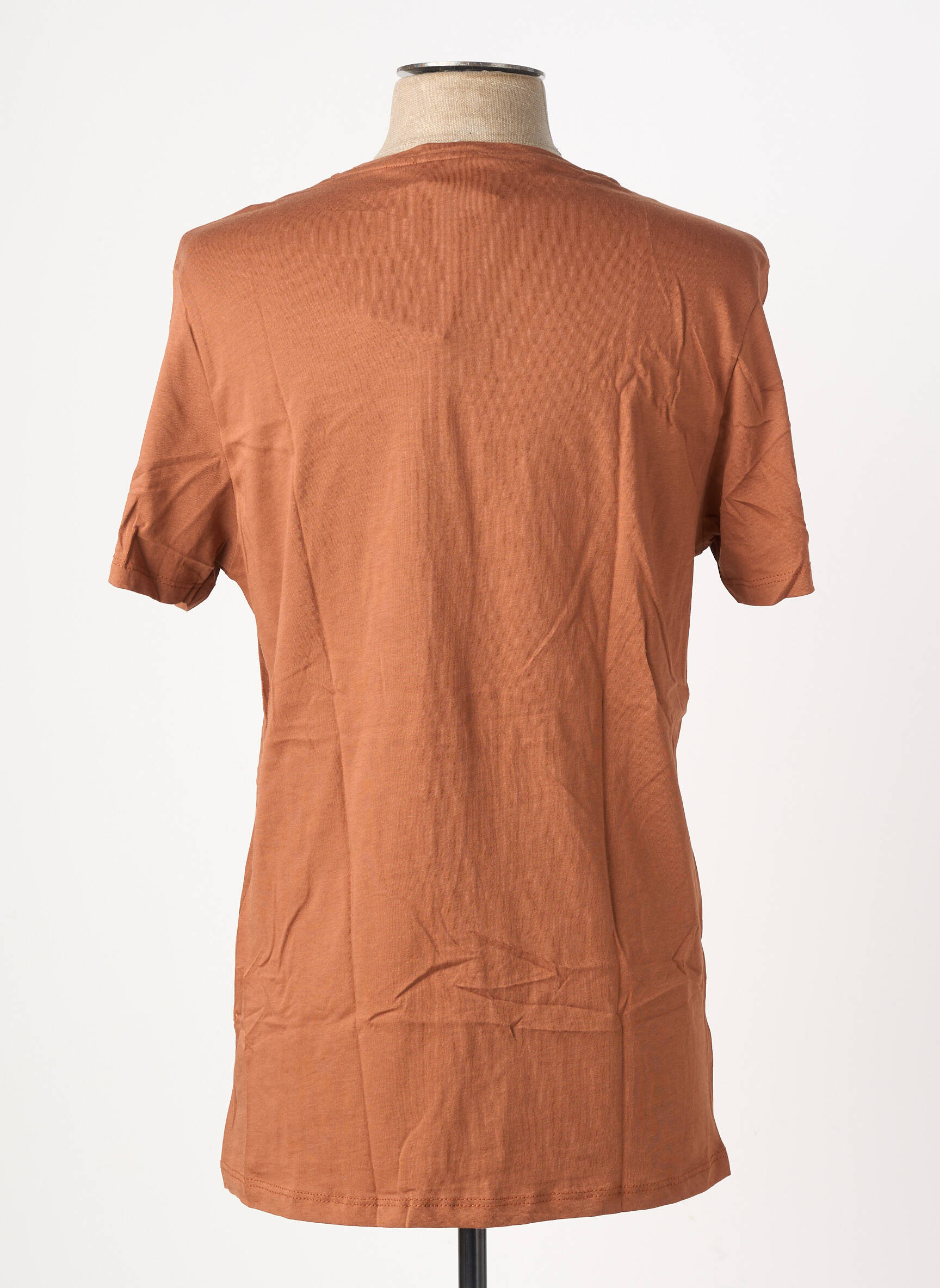 Tricou broderie mâneci scurte maro OAKS VALLEY bărbat