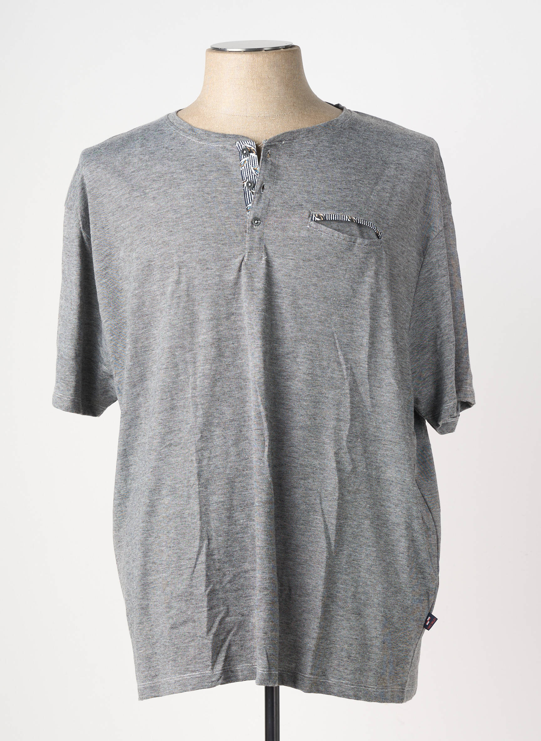 Tricou guler tunisian mâneci scurte gri OAKS VALLEY bărbat