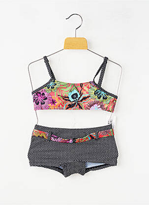 Costum de baie din două piese chilot scurt negru LAGON BLEU fată