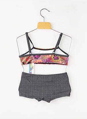 Costum de baie din două piese chilot scurt negru LAGON BLEU fată