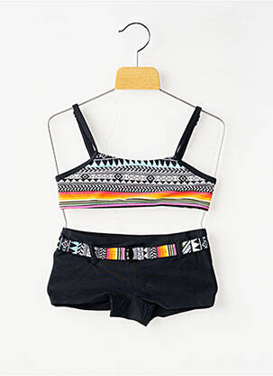Costum de baie din două piese efect material satinat negru LAGON BLEU fată