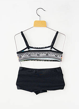 Costum de baie din două piese efect material satinat negru LAGON BLEU fată