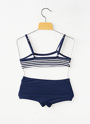 Costum de baie din două piese imprimeu dungi albastru LAGON BLEU fată