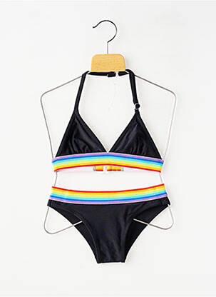 Costum de baie din două piese imprimeu dungi negru LAGON BLEU fată