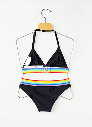 Costum de baie din două piese imprimeu dungi negru LAGON BLEU fată