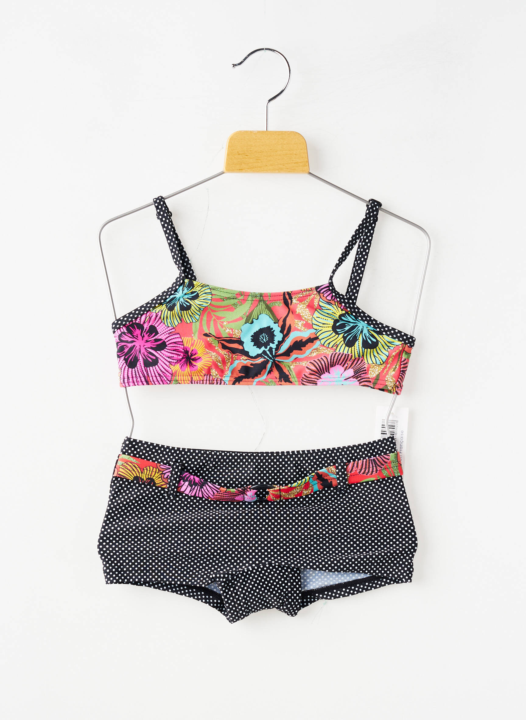 Costum de baie din două piese chilot scurt negru LAGON BLEU fată