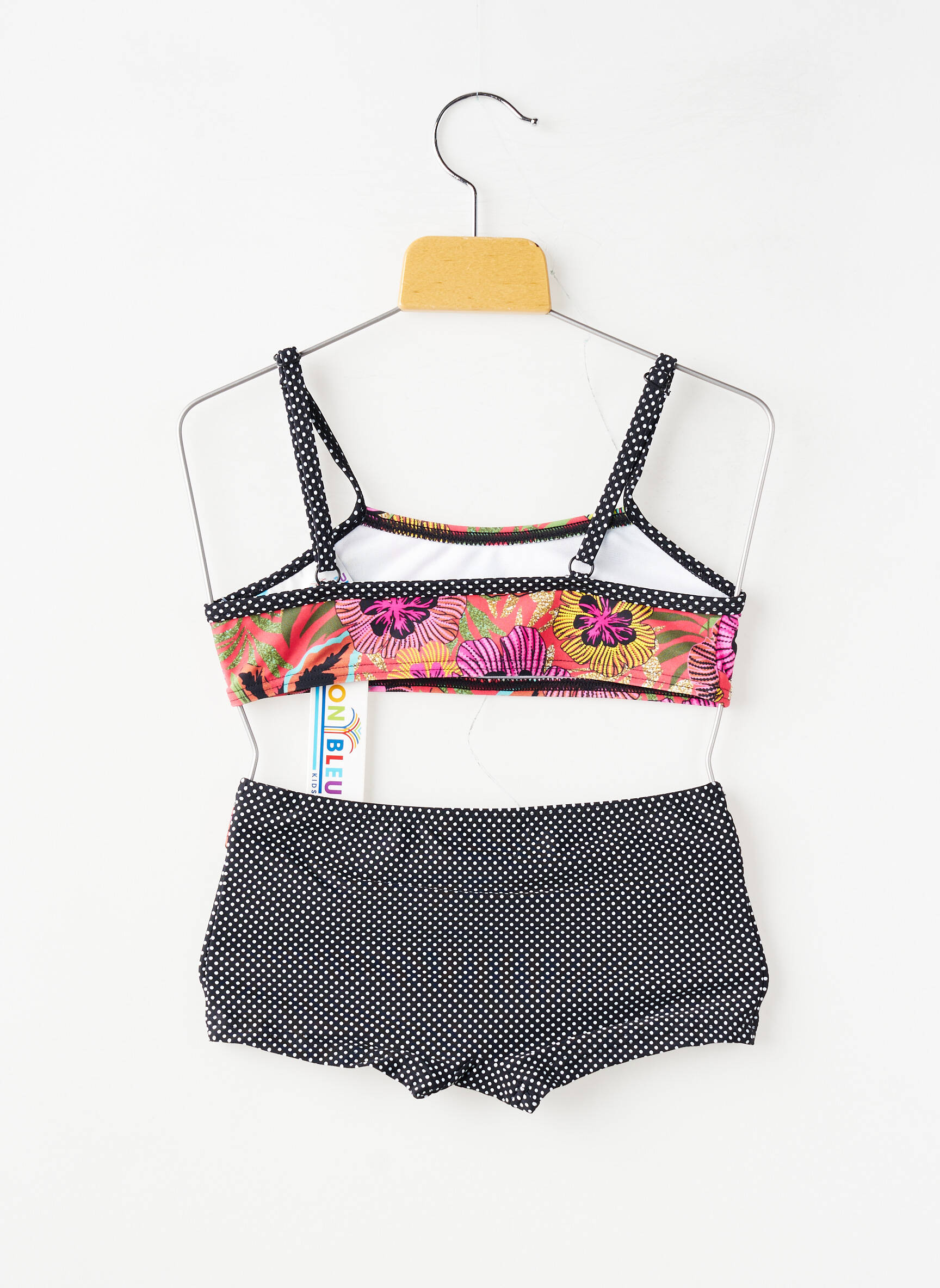 Costum de baie din două piese chilot scurt negru LAGON BLEU fată