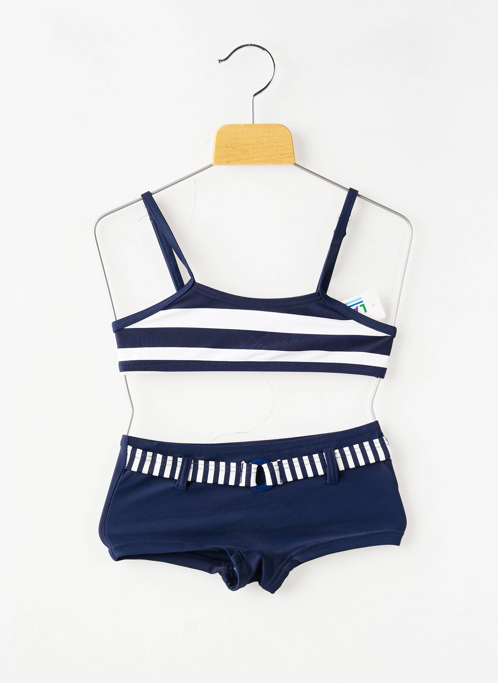 Costum de baie din două piese imprimeu dungi albastru LAGON BLEU fată