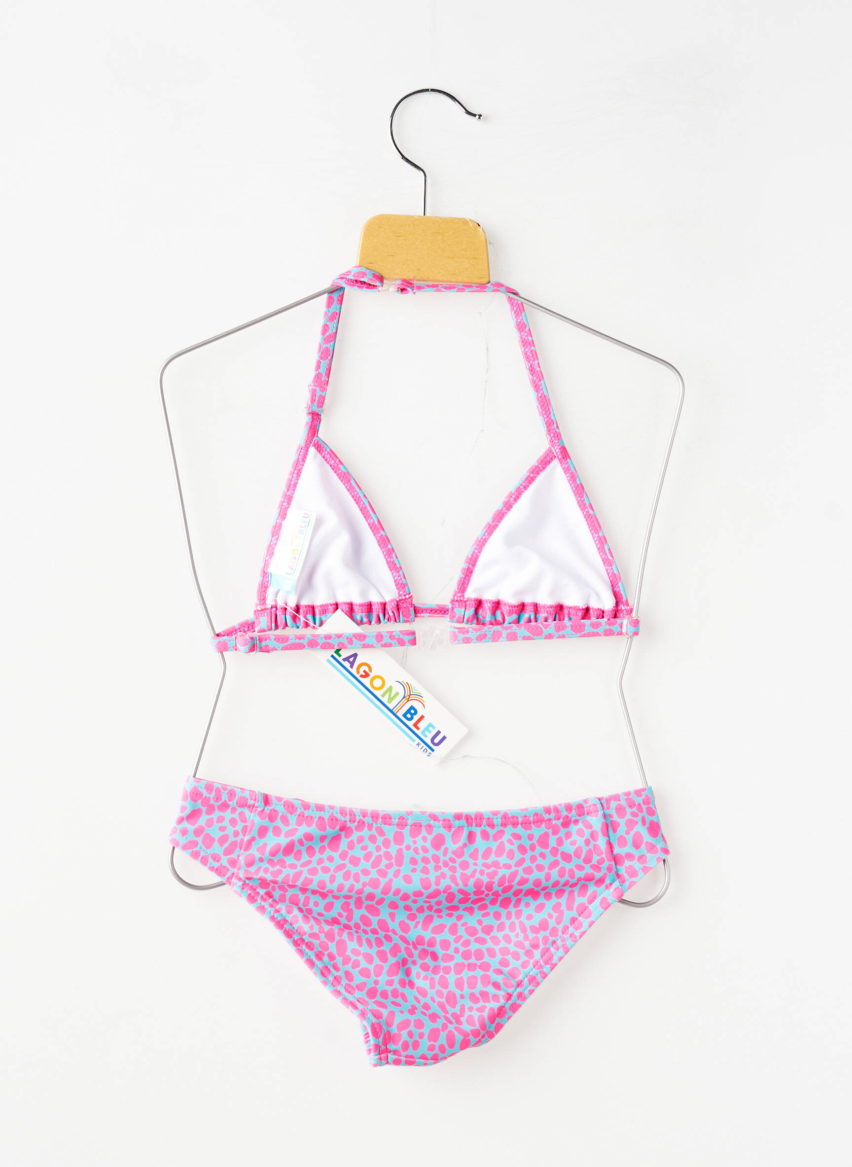 Costum de baie din două piese elasticitate roz LAGON BLEU fată