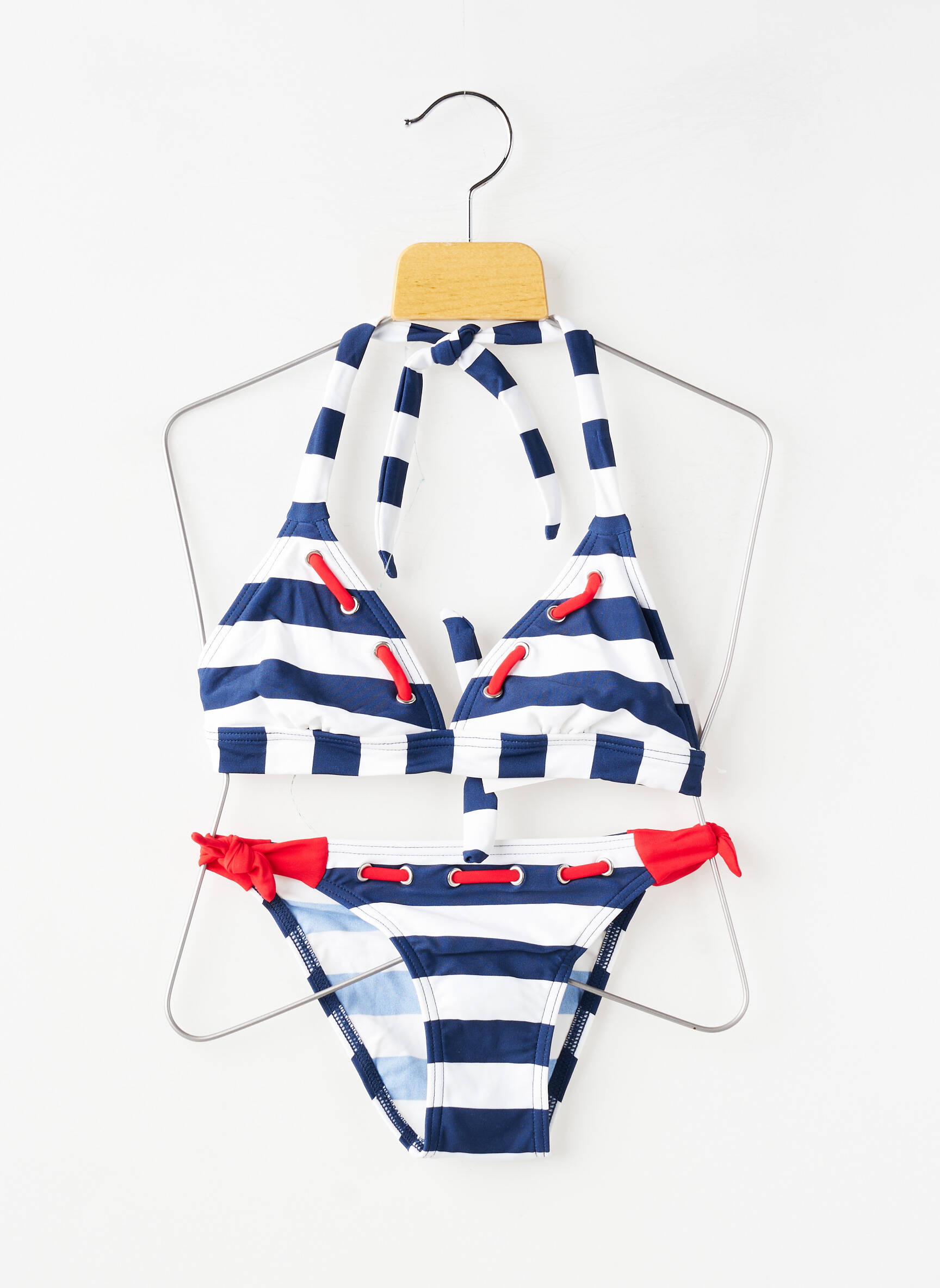 Costum de baie din două piese imprimeu dungi albastru LAGON BLEU fată